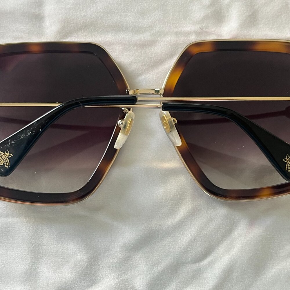 Gucci 0106S Oversized Square Frame Sunglasses Havana Tortoise Frame Brown Lens - Picture 4 of 10